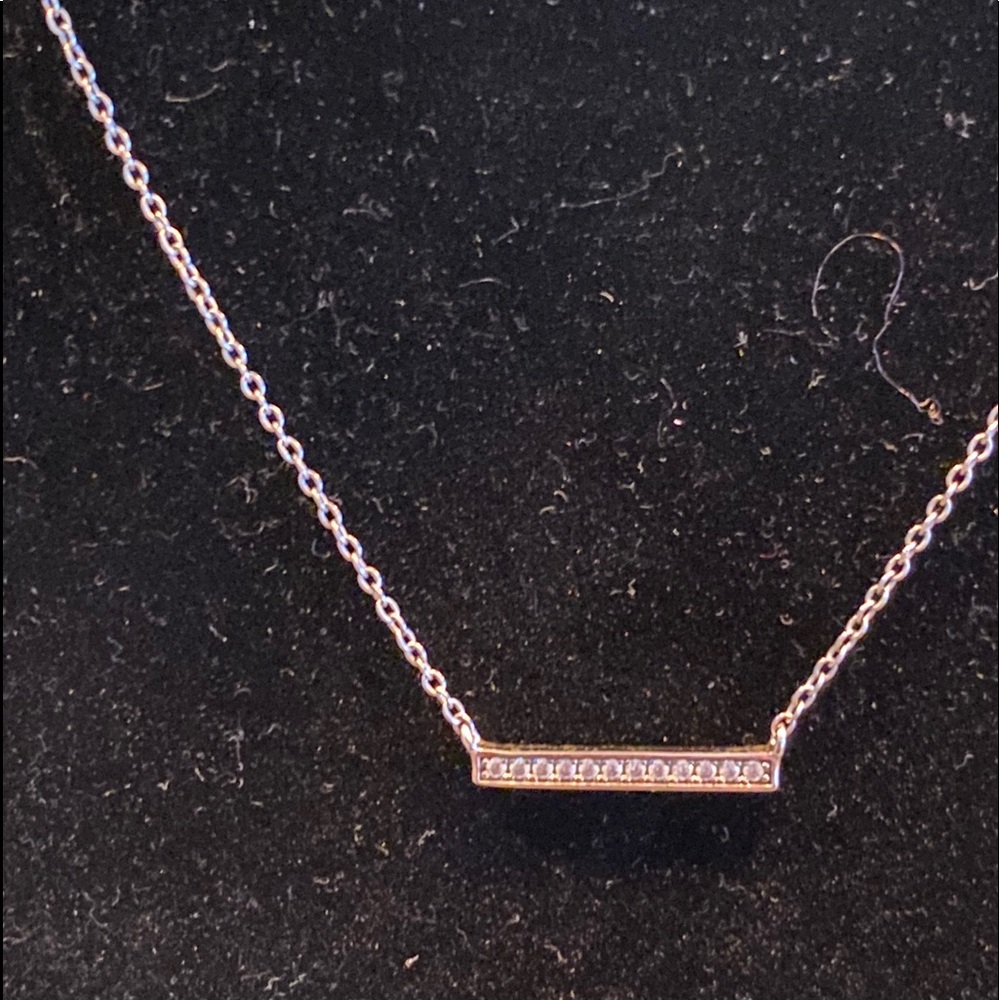 Simplistic Silver and Zircon Bar Necklace